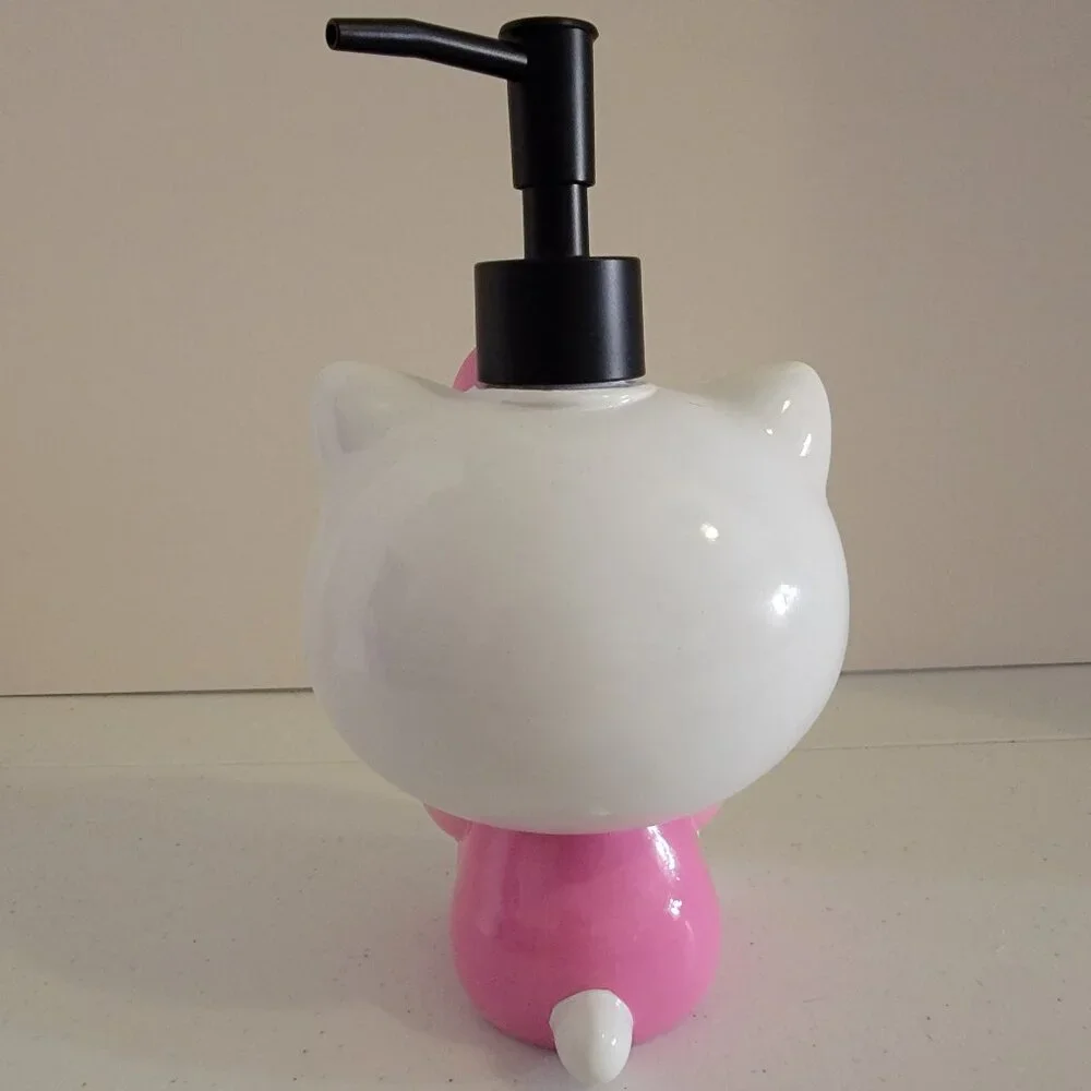 Hello Kitty Rainbow Soap Dispenser Ceramic Sanrio Kawaii Bathroom Decor Pink Bow